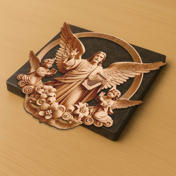 Jesus Playing Harp 3D Illusion Laser Engraving File,