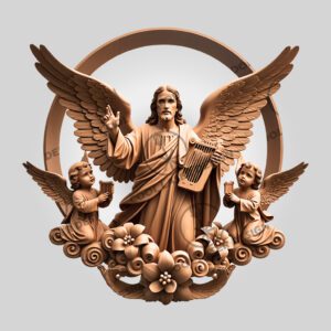Jesus Playing Harp 3D Illusion Laser Engraving File,