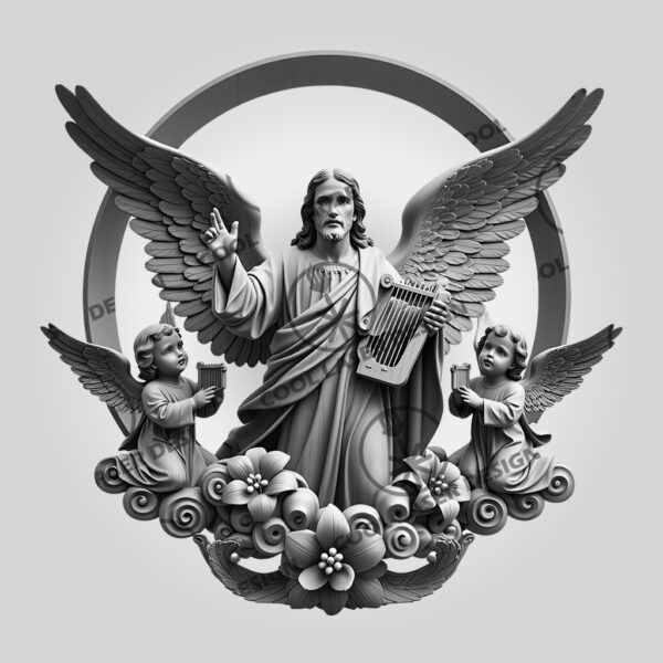 Jesus Playing Harp 3D Illusion Laser Engraving File,