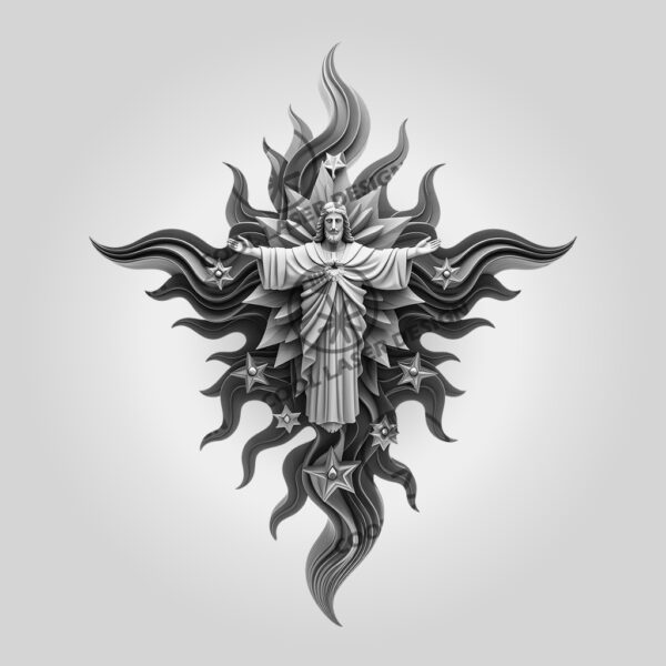 Laser Engraving Design, 3D Illusion Jesus on Cross