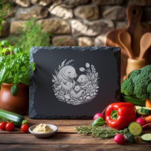 Manatee Family Slate Cheese Board Engraving File, River