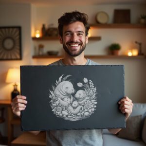 Manatee Family Slate Cheese Board Engraving File, River