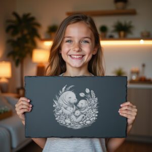 Manatee Family Slate Cheese Board Engraving File, River