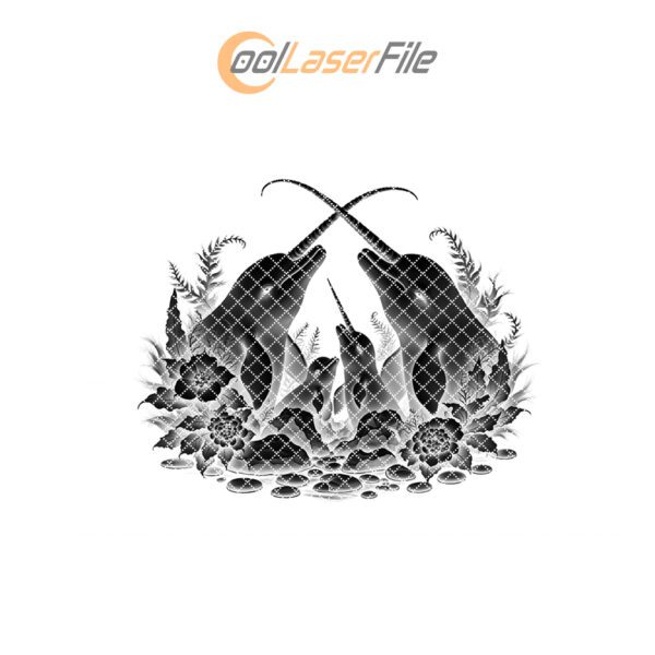 Narwhal Family Slate Cheese Board Engraving File, Arctic
