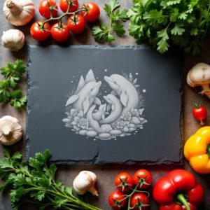 Slate Cheese Board Engraving File, Beluga Family Design,