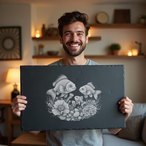 Slate Cheese Board Engraving File, Clownfish Sea Anemone