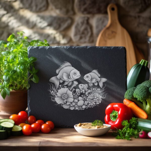 Slate Cheese Board Engraving File, Clownfish Sea Anemone