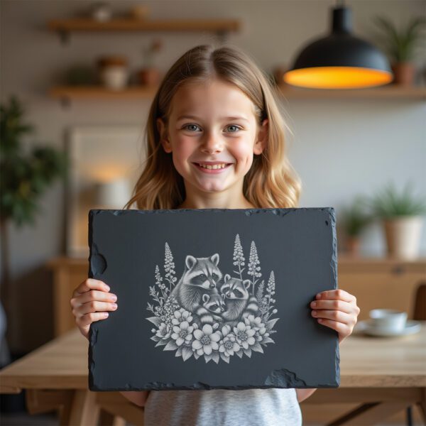 Slate Cheese Board Engraving File, Coati Family Foxglove