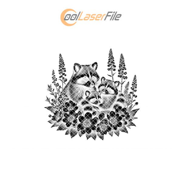 Slate Cheese Board Engraving File, Coati Family Foxglove