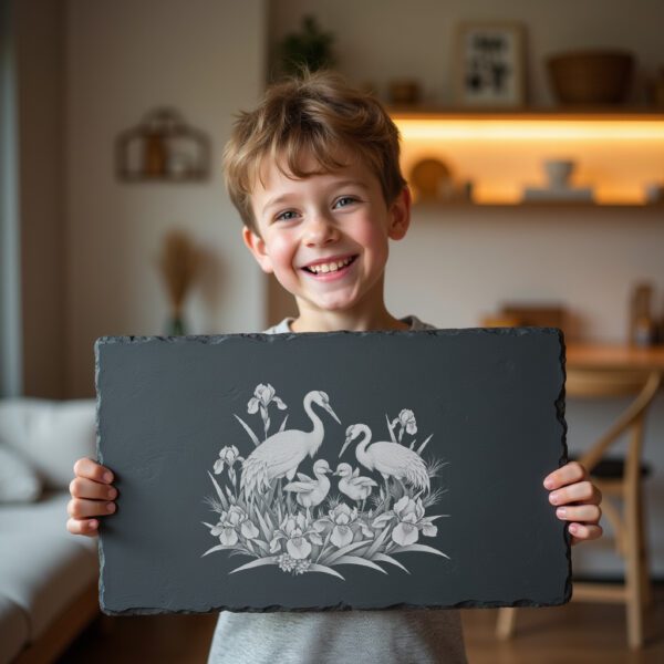 Slate Cheese Board Engraving File, Crane Family Irises