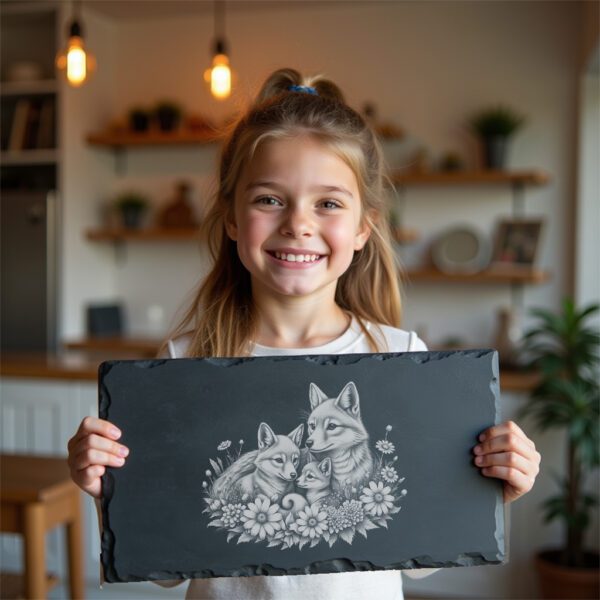 Slate Cheese Board Engraving File, Dhole Family Cosmos