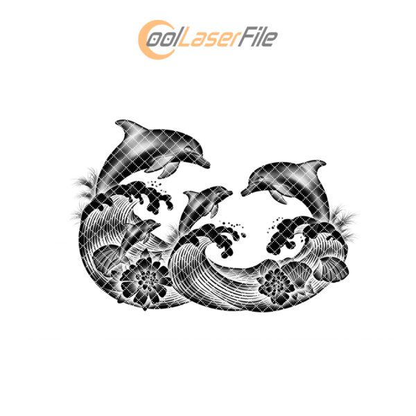 Slate Cheese Board Engraving File, Dolphin Family Sunset,