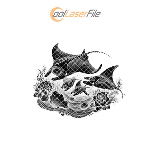 Slate Cheese Board Engraving File, Manta Ray Family