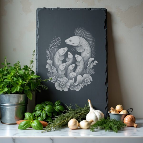 Slate Cheese Board Engraving File, Moray Eel Family