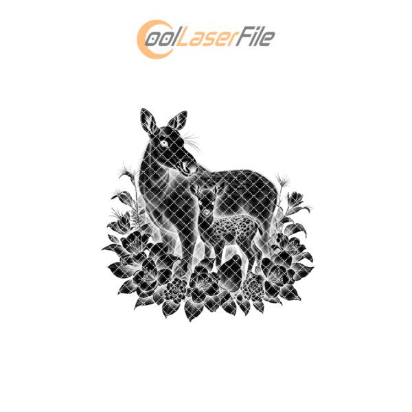 Slate Cheese Board Engraving File, Muntjac Family Azaleas,