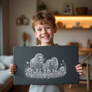 Slate Cheese Board Engraving File, Musk Oxen Arctic