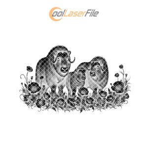 Slate Cheese Board Engraving File, Musk Oxen Arctic