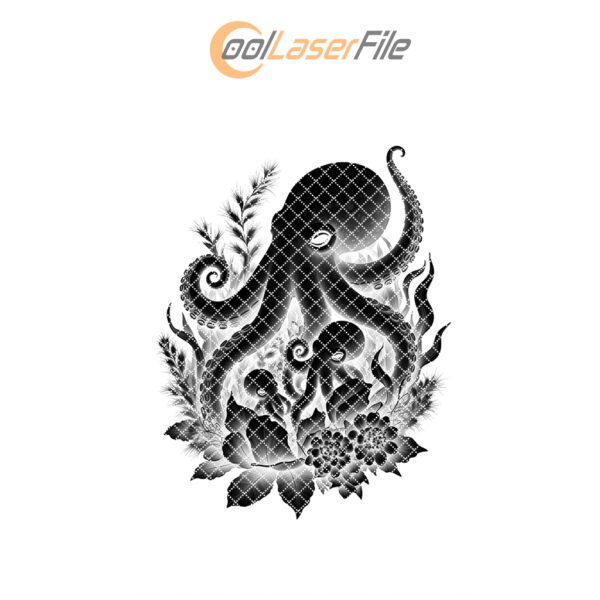 Slate Cheese Board Engraving File, Octopus Family Seagrass