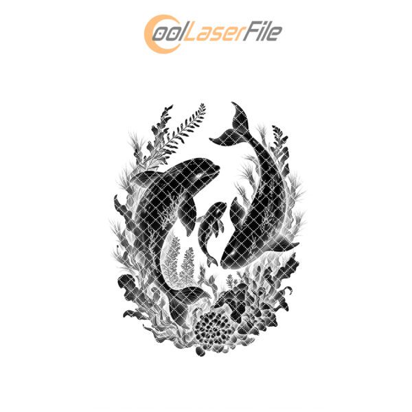 Slate Cheese Board Engraving File, Orca Family Kelp