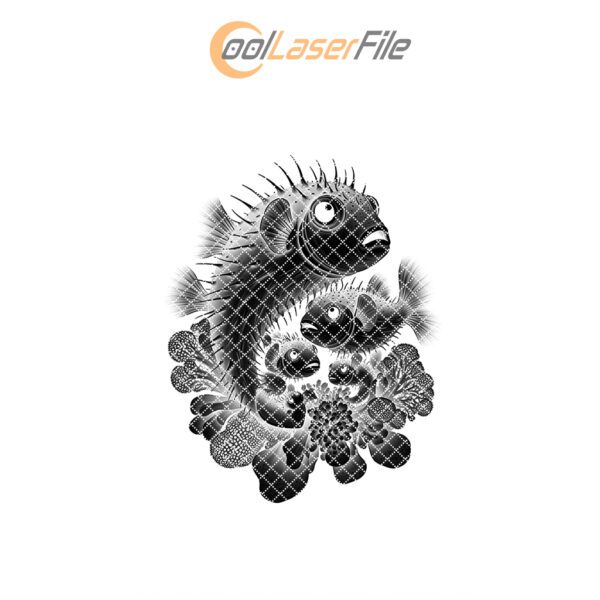 Slate Cheese Board Engraving File, Pufferfish Family Sponges
