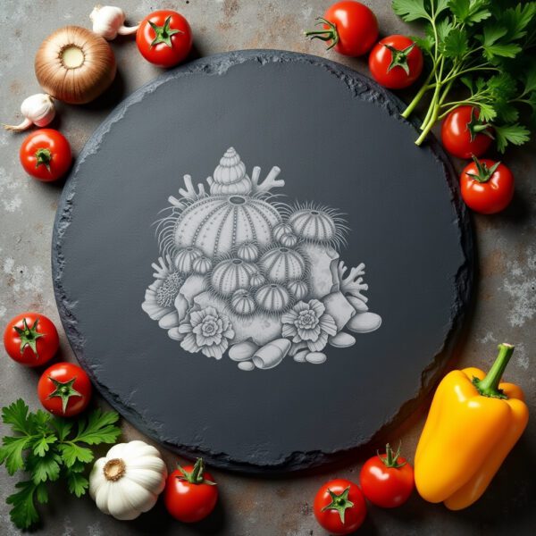 Slate Cheese Board Engraving File, Sea Urchin Family