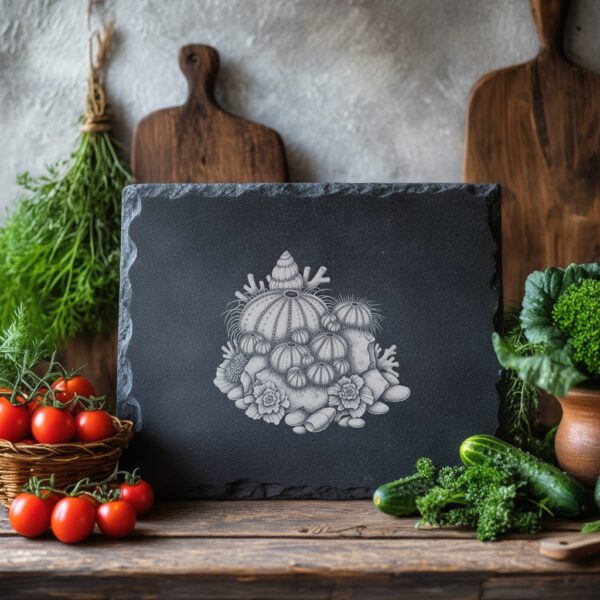 Slate Cheese Board Engraving File, Sea Urchin Family