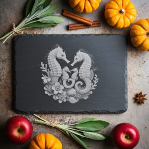 Slate Cheese Board Engraving File, Seahorse Coral Reef