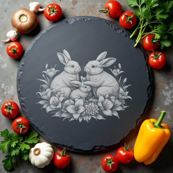 Slate Cheese Board Engraving File, Springhare Family Amaryllis,
