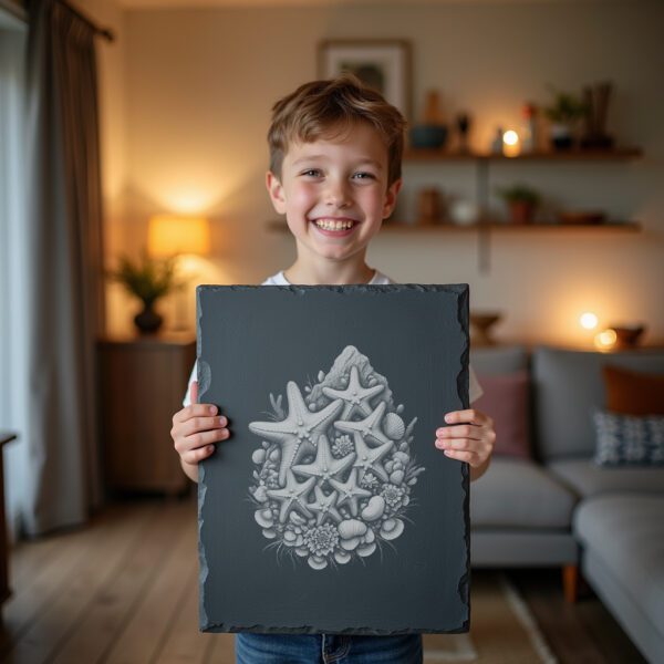 Slate Cheese Board Engraving File, Starfish Trio Design,