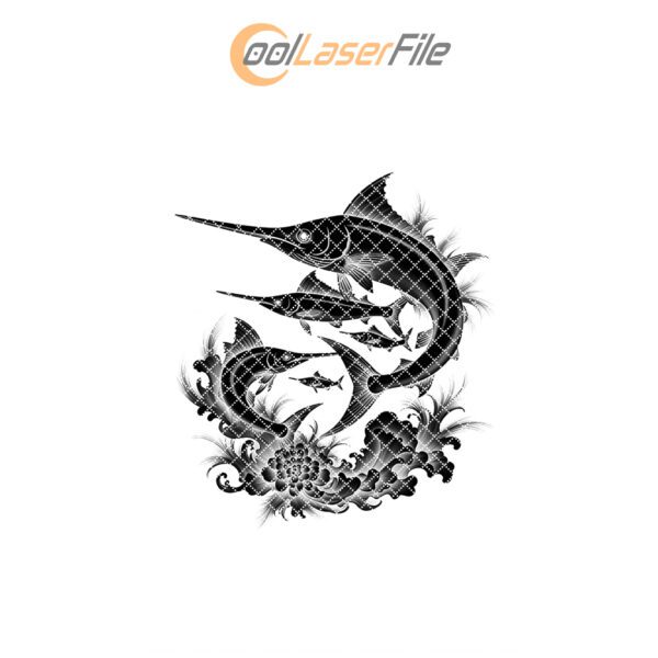 Slate Cheese Board Engraving File, Swordfish Family Design,