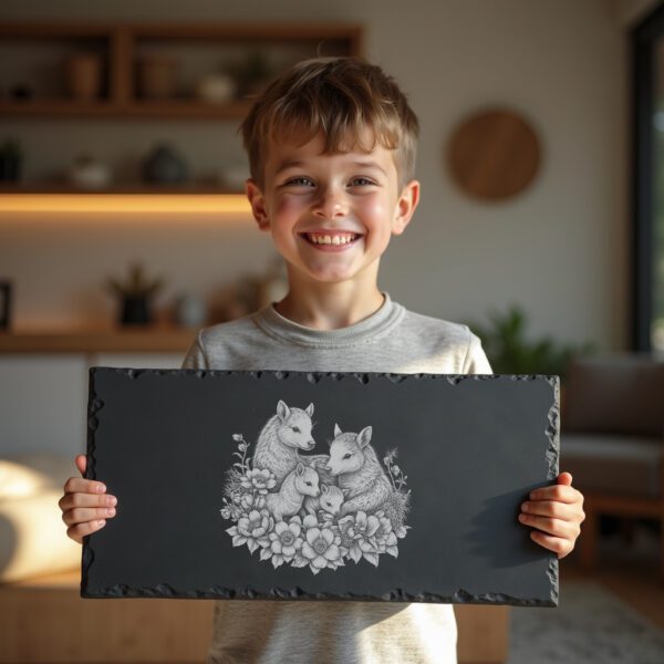 Slate Cheese Board Engraving File, Takin Family Rhododendrons,