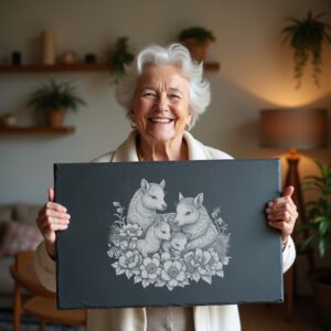 Slate Cheese Board Engraving File, Takin Family Rhododendrons,