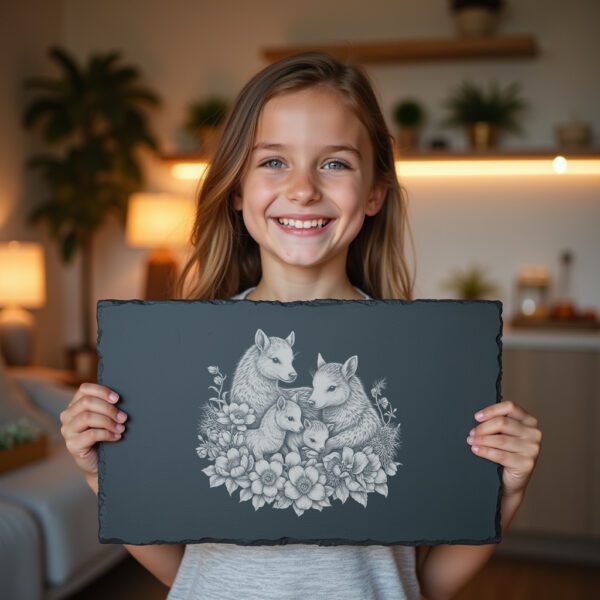 Slate Cheese Board Engraving File, Takin Family Rhododendrons,