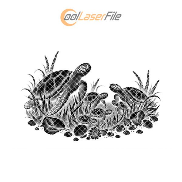 Slate Cheese Board Engraving File, Turtle Family Sea