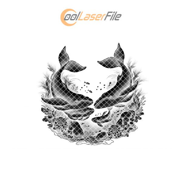 Slate Cheese Board Engraving File, Whale Family Design,