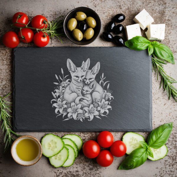 Slate Cheese Board Engraving Template, Fennec Fox, Desert