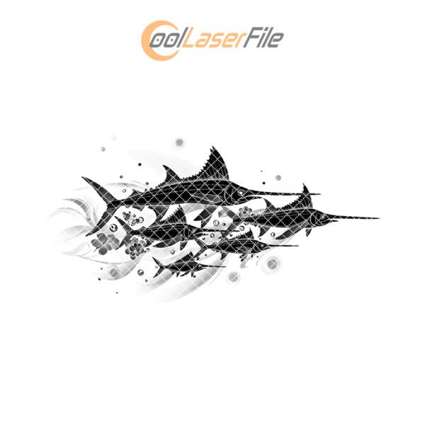 Slate Cheese Board Laser Engraving Template, Swordfish Family