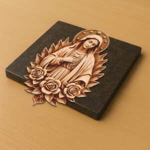 Virgin Mary 3D Illusion Laser Engraving File, Roses