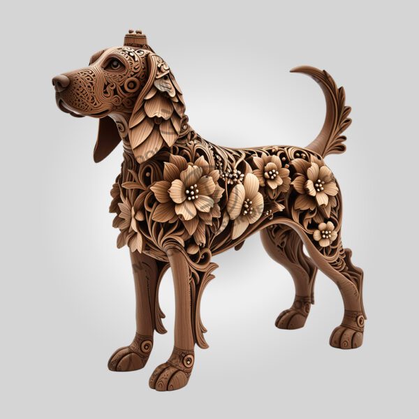 3D Basset Hound Laser Engraving Art File, Unique