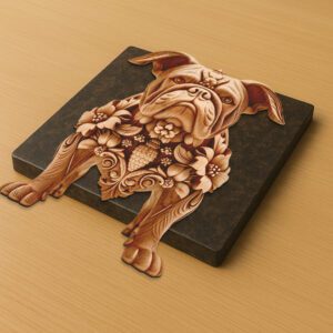 3D Bulldog Illusion Laser Engraving File, Animal Ornament,
