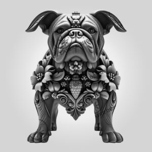 3D Bulldog Illusion Laser Engraving File, Animal Ornament,
