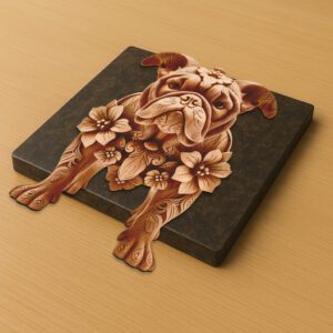 3D Bulldog Illusion Laser Engraving File, Floral Dog