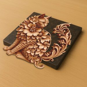 3D Cat Illusion Laser Engraving File, Selkirk Rex
