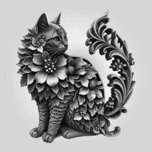 3D Cat Illusion Laser Engraving File, Selkirk Rex
