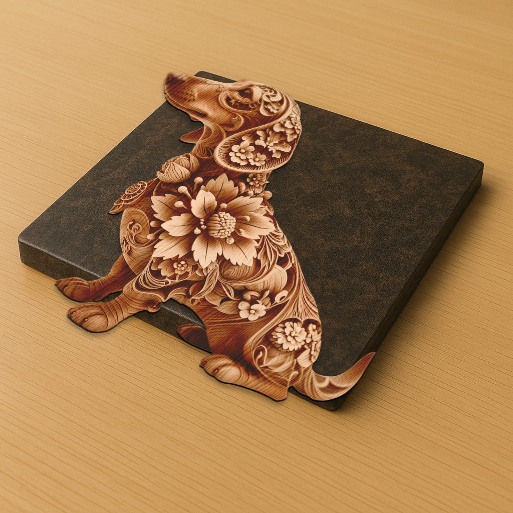 3D Dachshund Laser Engraving File, Dog Art Digital