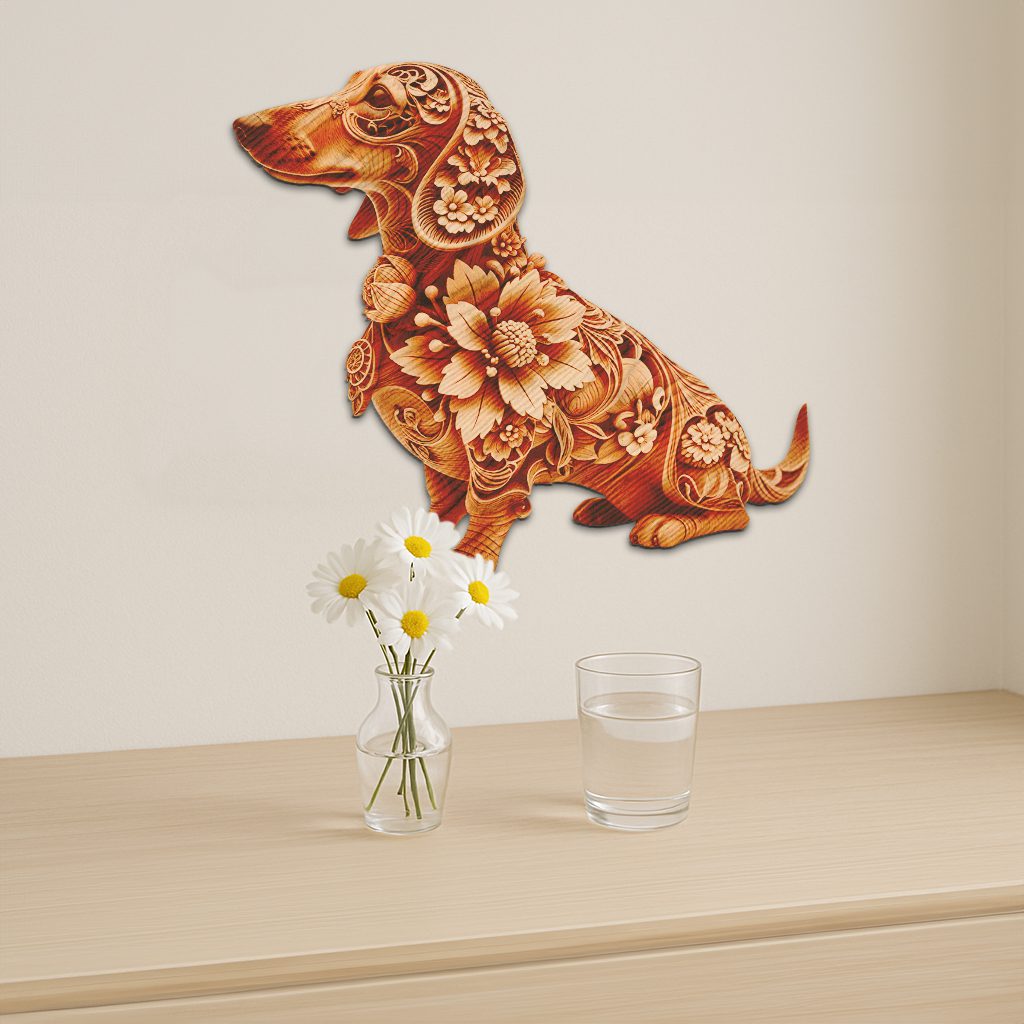 3D Dachshund Laser Engraving File, Dog Art Digital