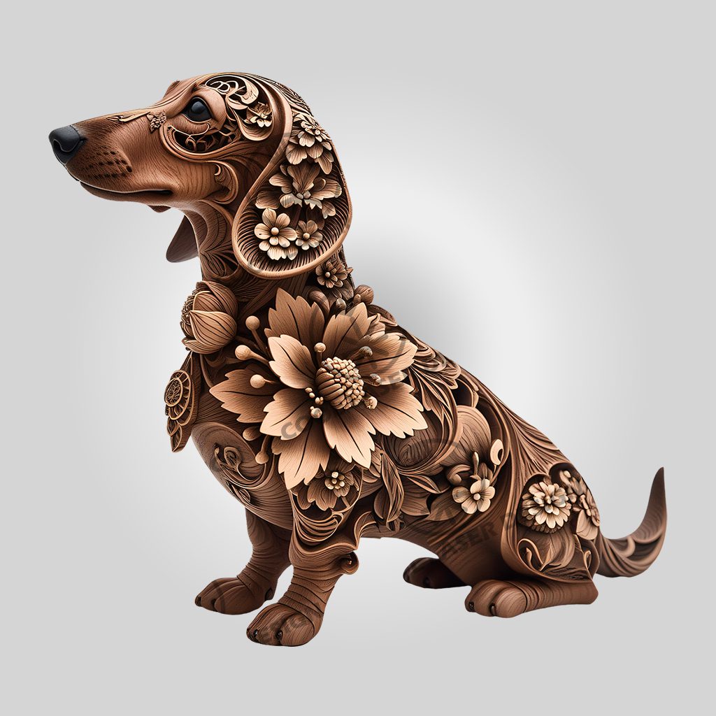 3D Dachshund Laser Engraving File, Dog Art Digital