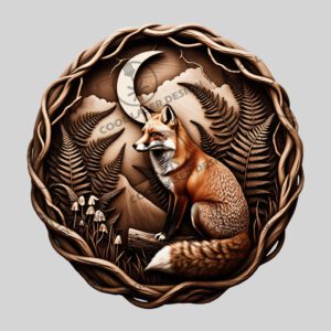 3D Fox Moonlit Watch, Halloween Laser File, Ferns