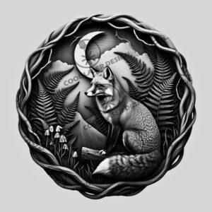 3D Fox Moonlit Watch, Halloween Laser File, Ferns