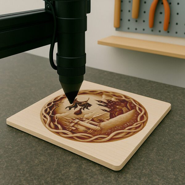 3D Halloween Laser Engraving File, Witch Flying Over